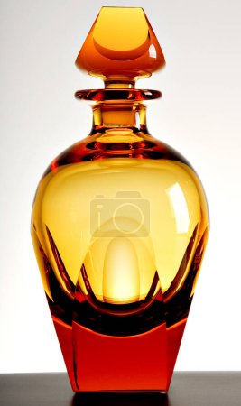 Orange round liquor bottle, isolated