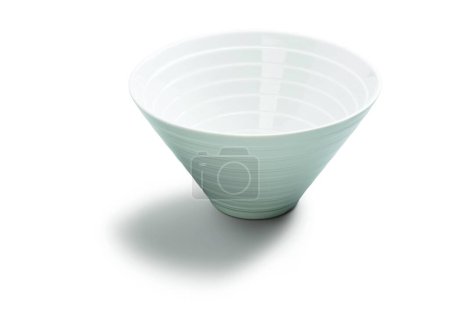 Empty cone shaped ceramic white bowl, isolated on white
