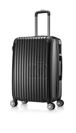 Photo for Black ABS luggage with 4 wheels, isolated on white - Royalty Free Image