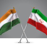 Two Wavy Crossed Flags of Iran and India, Sign of Iranian and Indian Relationships