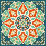 Islamic Art Illustration of Ramadan Festival Designs Fabric, Colorful Turquise Background