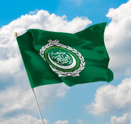 Flag of Leage of Arab States Raised Up in The Sky