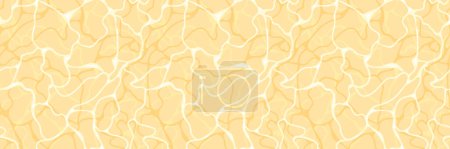 Téléchargez les illustrations : Ondulation de l'eau plage de sable fond texturé motif sans couture design. Réflexion de la lumière du soleil vue du dessus lac, rivière, océan et mer sur un fond sablonneux - en licence libre de droit