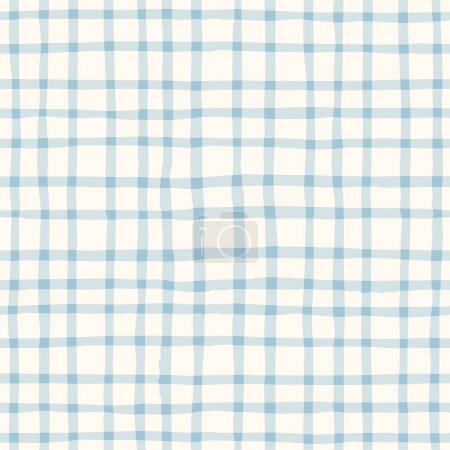 Illustration for Aqua Watercolor Hand-Drawn Gingham Vector Seamless Pattern. Romantic Artistic Cottagecore Checks. Homestead Farmhouse Print. Pastel Summer Graphic Background - Royalty Free Image