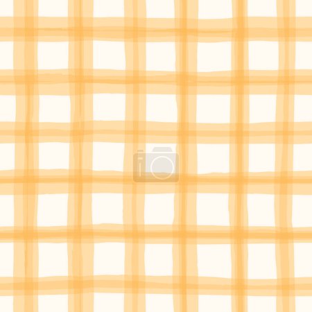 Illustration for Yellow Watercolor Hand-Drawn Gingham Vector Seamless Pattern. Romantic Artistic Cottagecore Checks. Homestead Farmhouse Print. Pastel Summer Graphic Background - Royalty Free Image