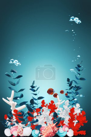 Photo for Seascape underwater background with corals and plants - Royalty Free Image