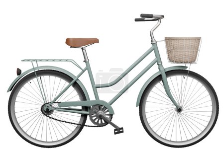 Photo for A 3D render of a classic female bicycle standing alone on a white background, exuding vintage elegance and timeless charm - Royalty Free Image