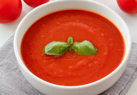 Delicious homemade tomato soup. Food concep