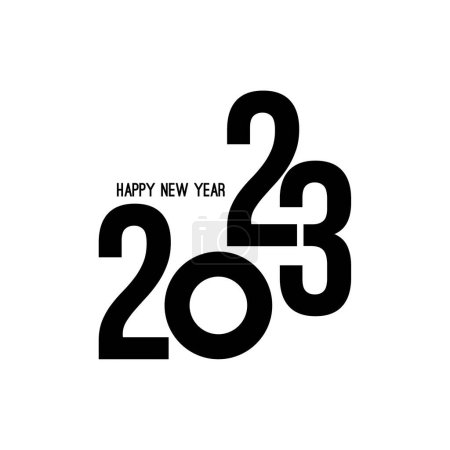 Happy new year 2023 template text design. Vector banner for flyer, brochure, booklet, greeting card.
