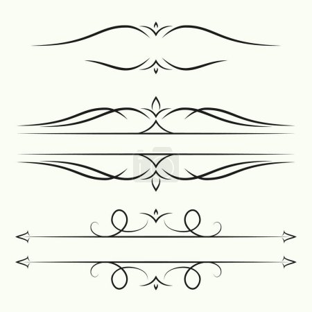 Ilustración de Set de vector caligráfico vintage marco ornamental. Colección de elementos decorativos para el diseño. - Imagen libre de derechos