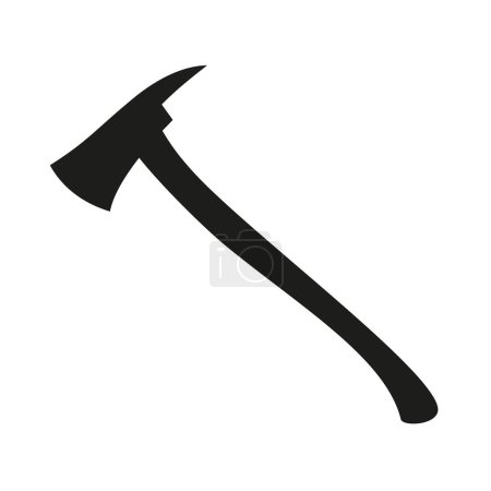 Icône vectorielle de hache de feu avec poignée longue hache. Hachette silhouette noire sur fond blanc.