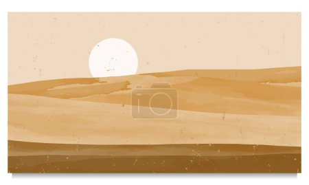 Desert landscape art painting. Abstract mountain contemporary aesthetic backgrounds landscapes. mountain, desert, sunset. vector illustrations