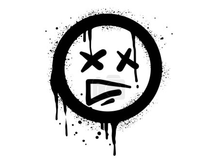 Téléchargez les illustrations : Anggry face emoticon character. Spray painted graffiti anger face in black over white. isolated on white background. vector illustration - en licence libre de droit