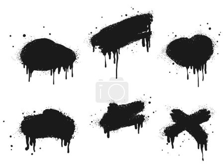 Illustration for Set of abstract background. spray paint graffiti banners and ink splashes, ink blots. Spray Paint Vector Element isolated on White Background. vector illustration - Royalty Free Image