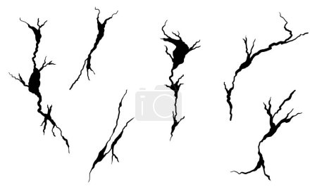 mur fissuré dessiné à la main, moulu, verre, oeuf. Ensemble de pause doodle. illustration vectorielle