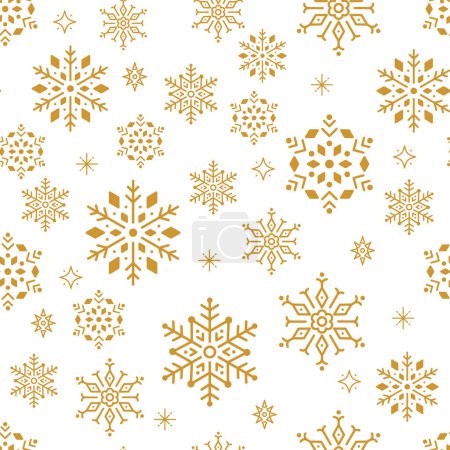 Illustration for Christmas seamless pattern wiht golden Snowflakes. Vector illustration - Royalty Free Image