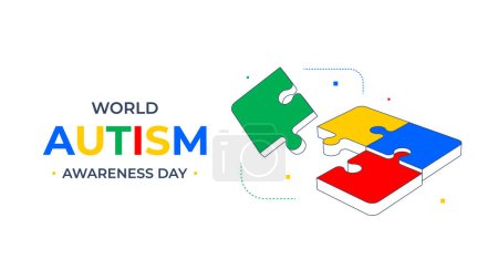 Illustration for World Autism Awareness Day background with 3d colorful puzzle. Vector illustration - Royalty Free Image