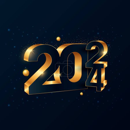 Photo for New Year 2024 gold number typography on dark background. Vector holiday composition of numbers. - Royalty Free Image