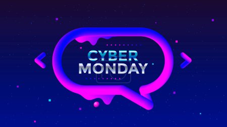 Photo for Cyber Monday Neon color discount banner with 3d blend speech bubble. Vector - Royalty Free Image