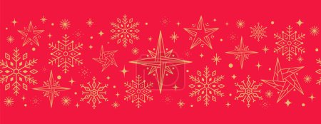 Photo for Christmas seamless pattern with golden Snowflakes and stars. Holiday xmas geometric background. - Royalty Free Image
