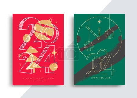 Photo for Happy New Year 2024 posters. Greeting vintage cards with Holiday typography . Vector - Royalty Free Image