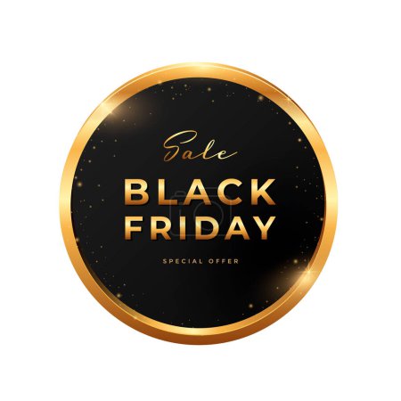 Photo for Black Friday sale label design with golden circle. Vector illustration - Royalty Free Image