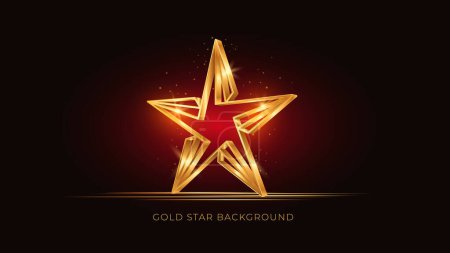 Photo for Modern Golden 3d star on dark background. Luxury award banner. Vector illustration - Royalty Free Image