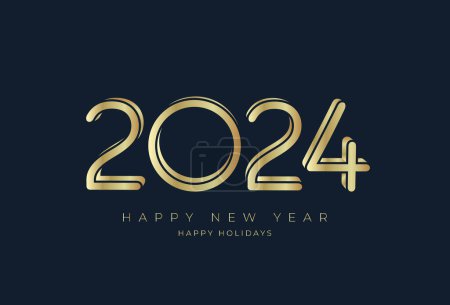 Photo for Gold 2024 New Year numbers typography greeting card a dark background. - Royalty Free Image