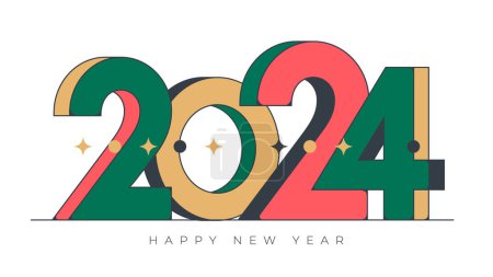 Ilustración de Tipografía retro logo 2024 para la celebración y decoración de temporada. - Imagen libre de derechos