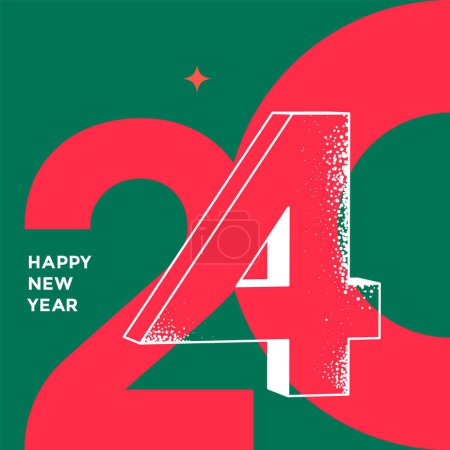 Photo for Creative Composition Happy New Year 2024 posters. Trendy holiday typography logo 2024 for season Christmas decoration. - Royalty Free Image