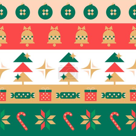 Photo for Christmas geometric seamless pattern with holiday decoration. Vector - Royalty Free Image
