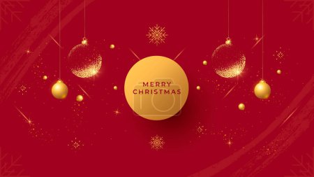Photo for Merry Christmas and Happy New Year background. Xmas holiday banner with golden decoration. Vector illustration - Royalty Free Image