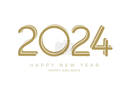 Photo for 2024 New Year gold color numbers typography greeting card a white background. - Royalty Free Image