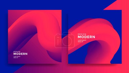 Photo for Red and blue fluid wave background design for cover, landing page. Duotone geometric compositions with gradient 3d flow shape. - Royalty Free Image