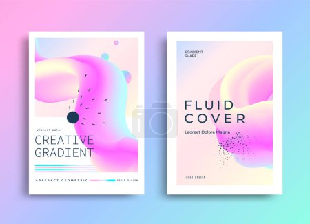 Photo for Aesthetic gradient Minimal poster layout. Modern Cover design. Abstract flyer with colorful liquid shapes. Vector illustration - Royalty Free Image
