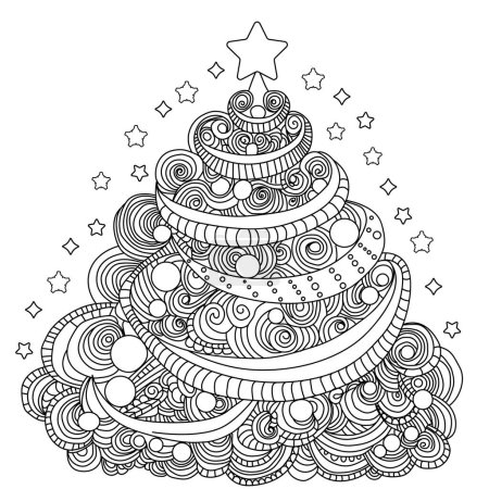 Foto de Antiestrés adulto para colorear página árbol de Navidad - Imagen libre de derechos