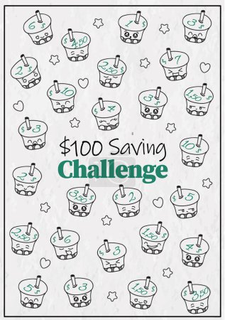 Mini Desafío de Ahorros 100 Dólares Objetivo, Desafío de Ahorros Imprimible, Desafío de Ahorros Paquete