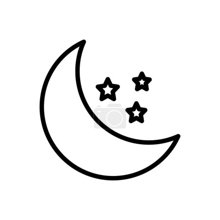 Téléchargez les illustrations : Icône de ligne noire pour lune - en licence libre de droit