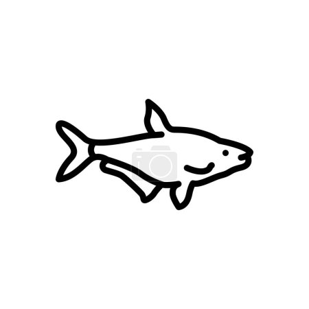 Téléchargez les illustrations : Icône de ligne noire pour poisson - en licence libre de droit