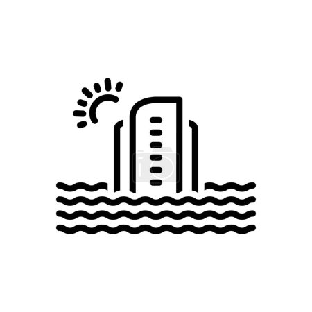 Illustration for Black line icon for offshore - Royalty Free Image