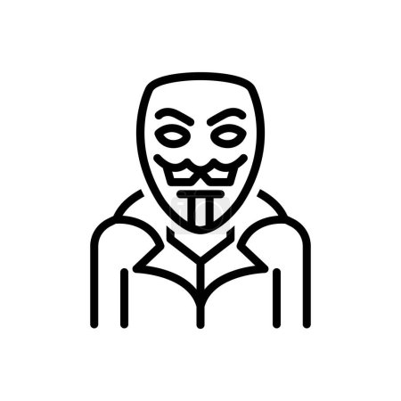 Téléchargez les illustrations : Icône de ligne noire pour anonyme - en licence libre de droit
