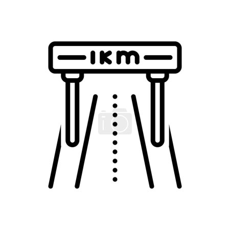 Ilustración de Icono de línea negra para kilómetros - Imagen libre de derechos