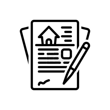 Illustration for Black line icon for contracts - Royalty Free Image