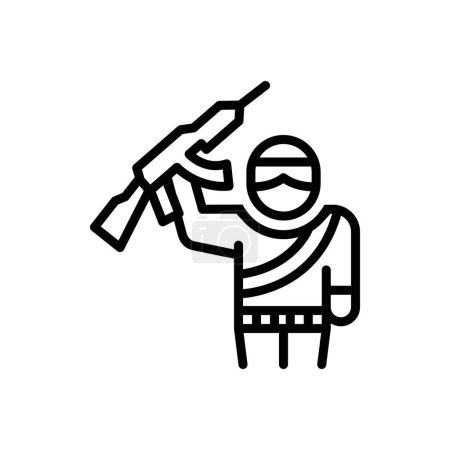 Illustration for Black line icon for terrorists - Royalty Free Image