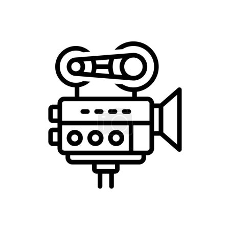 Téléchargez les illustrations : Icône de ligne noire pour caméscopes - en licence libre de droit