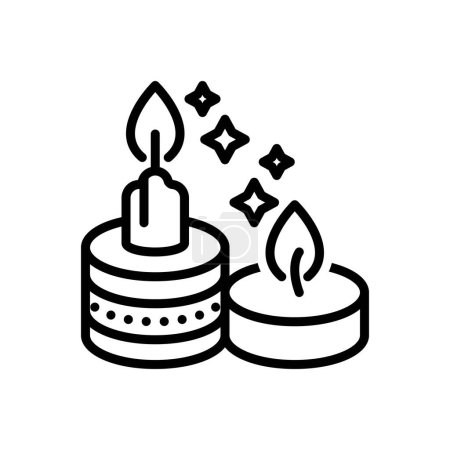 Téléchargez les illustrations : Icône de ligne noire pour bougies - en licence libre de droit