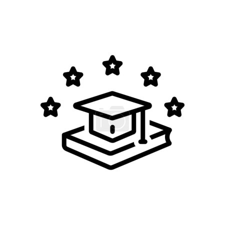 Illustration for Black line icon for graduation - Royalty Free Image
