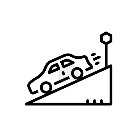 Téléchargez les illustrations : Icône de ligne noire pour chute de voiture - en licence libre de droit