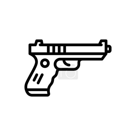 Téléchargez les illustrations : Icône ligne noire pour pistolet - en licence libre de droit