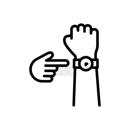 Illustration for Black line icon for punctuality - Royalty Free Image